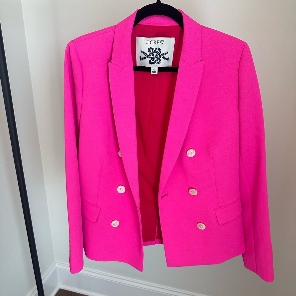 J. Crew Bright Pink Double-Breasted Blazer